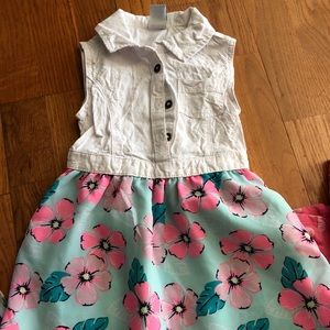 2T white denim and floral dress